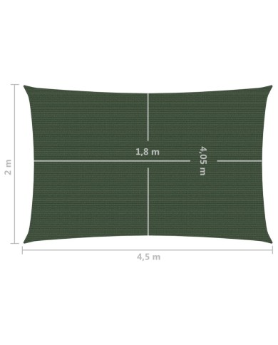 Voile d'ombrage 160 g/m² Vert foncé 2x4,5 m PEHD