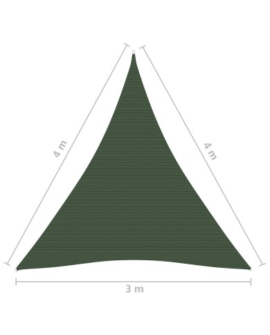 Voile d'ombrage 160 g/m² Vert foncé 3x4x4 m PEHD