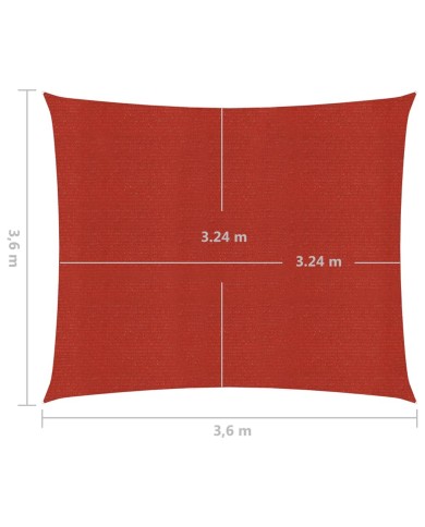 Voile d'ombrage 160 g/m² Rouge 3,6x3,6 m PEHD