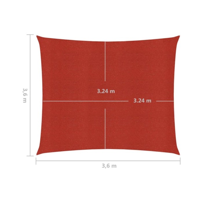 Voile d'ombrage 160 g/m² Rouge 3,6x3,6 m PEHD