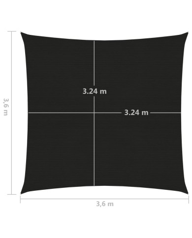 Voile d'ombrage 160 g/m² Noir 3,6x3,6 m PEHD