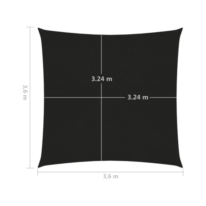 Voile d'ombrage 160 g/m² Noir 3,6x3,6 m PEHD