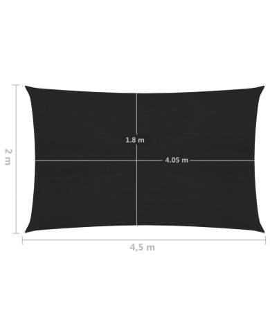 Voile d'ombrage 160 g/m² Noir 2x4,5 m PEHD