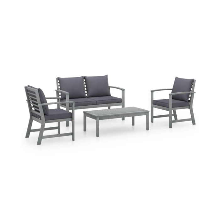 Salon de jardin 4 pcs avec coussins Bois d'acacia solide