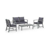 Salon de jardin 4 pcs avec coussins Bois d'acacia solide