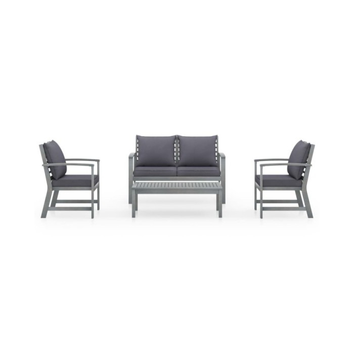 Salon de jardin 4 pcs avec coussins Bois d'acacia solide