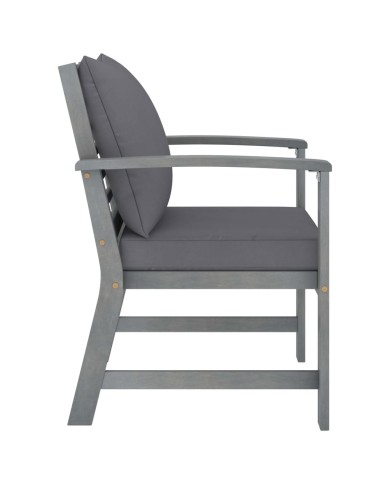 Salon de jardin 4 pcs avec coussins Bois d'acacia solide
