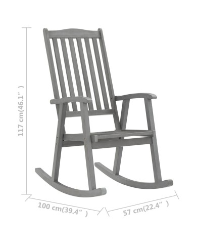Chaise à bascule Gris Bois d'acacia massif
