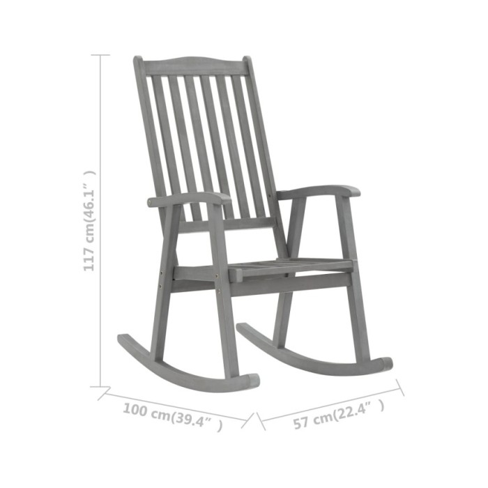 Chaise à bascule Gris Bois d'acacia massif