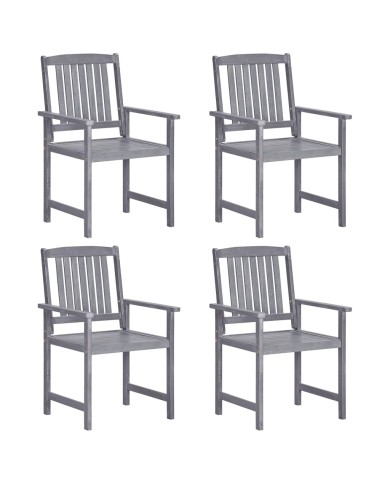 Chaises de jardin 4 pcs Bois massif d'acacia Gris