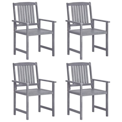 Chaises de jardin 4 pcs Bois massif d'acacia Gris