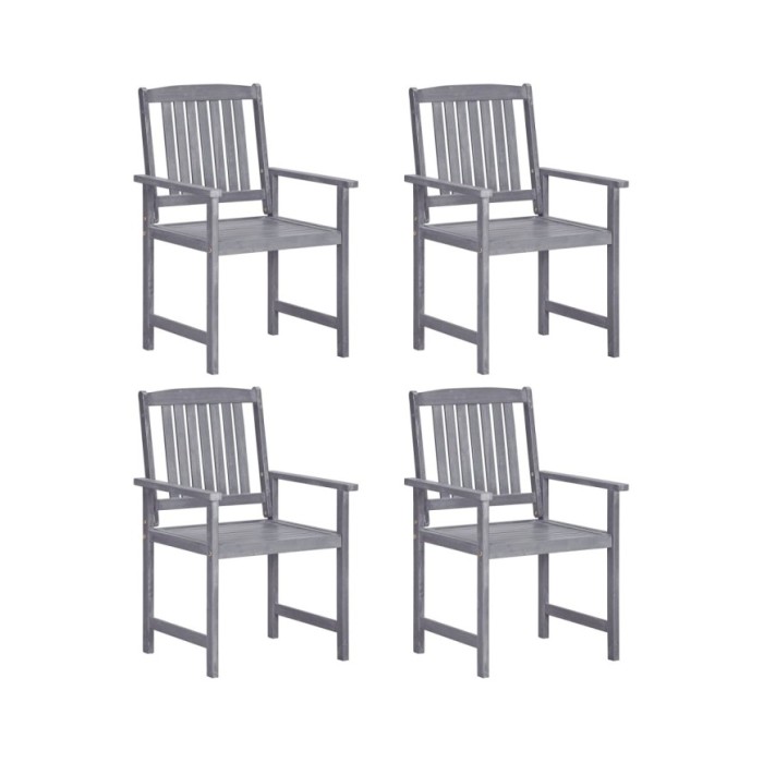Chaises de jardin 4 pcs Bois massif d'acacia Gris
