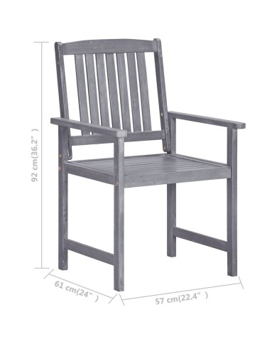 Chaises de jardin 4 pcs Bois massif d'acacia Gris