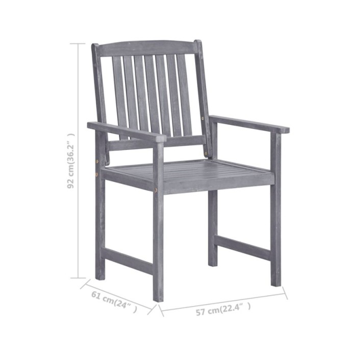 Chaises de jardin 4 pcs Bois massif d'acacia Gris
