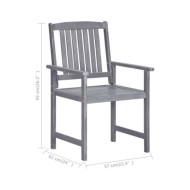 Chaises de jardin 4 pcs Bois massif d'acacia Gris