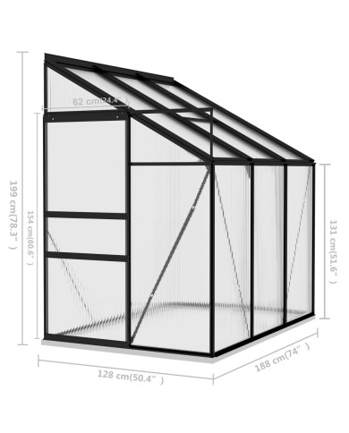 Serre Anthracite Aluminium 3,97 m³