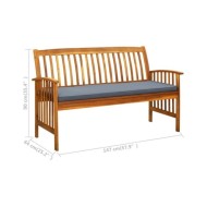 Banc de jardin avec coussin 147 cm Bois d'acacia massif
