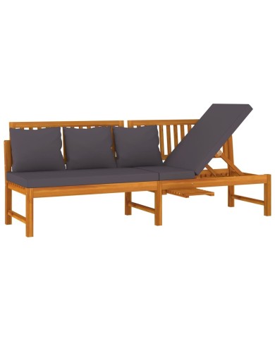 Lit de jour avec coussin gris 200x60x75 cm Bois d'acacia solide 