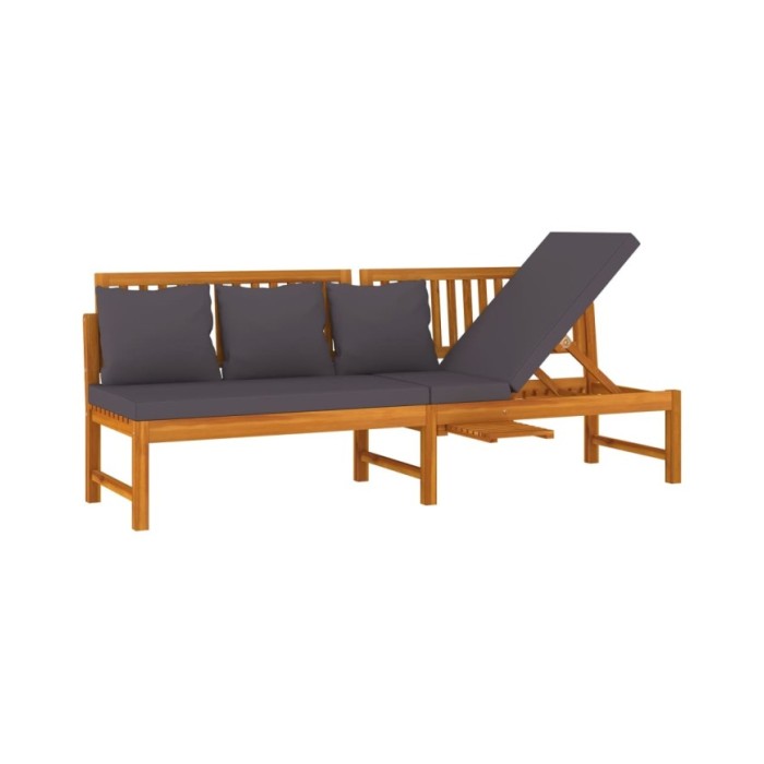 Lit de jour avec coussin gris 200x60x75 cm Bois d'acacia solide 