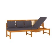 Lit de jour avec coussin gris 200x60x75 cm Bois d'acacia solide 