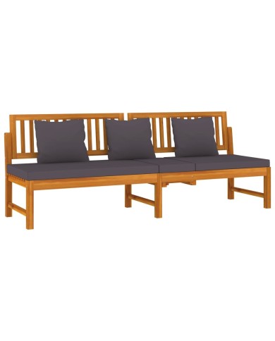 Lit de jour avec coussin gris 200x60x75 cm Bois d'acacia solide 