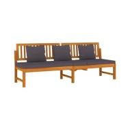 Lit de jour avec coussin gris 200x60x75 cm Bois d'acacia solide 