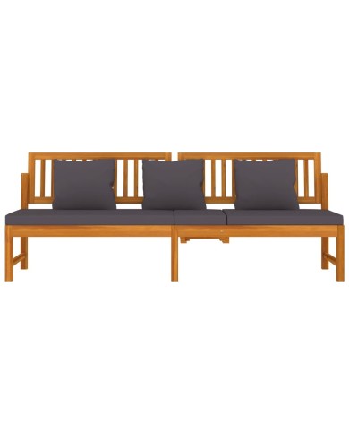 Lit de jour avec coussin gris 200x60x75 cm Bois d'acacia solide 