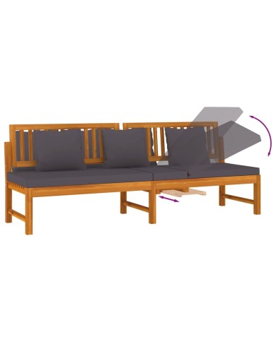 Lit de jour avec coussin gris 200x60x75 cm Bois d'acacia solide 