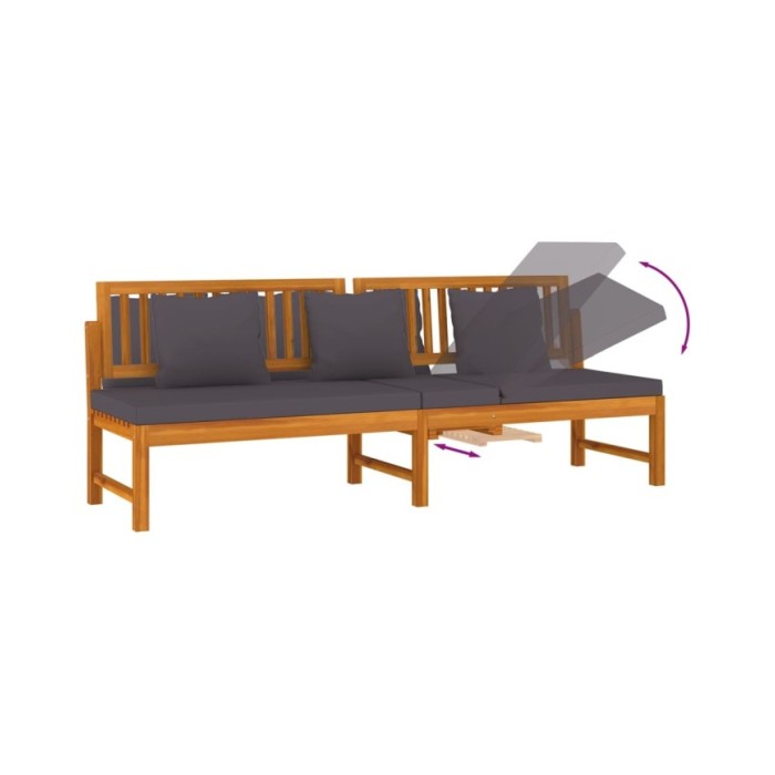 Lit de jour avec coussin gris 200x60x75 cm Bois d'acacia solide 