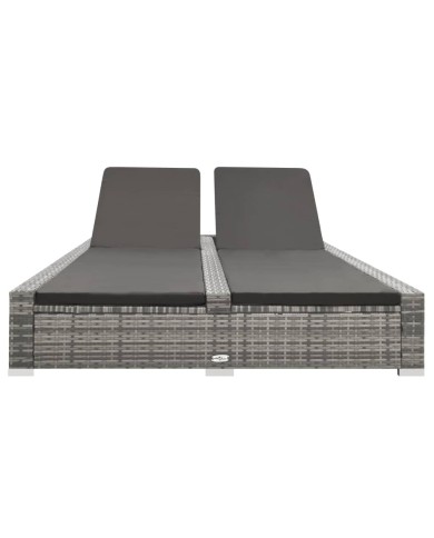 Chaise longue double Résine tressée Gris