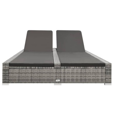 Chaise longue double Résine tressée Gris