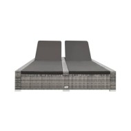 Chaise longue double Résine tressée Gris