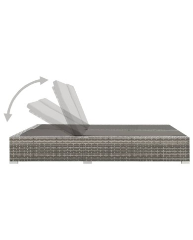 Chaise longue double Résine tressée Gris