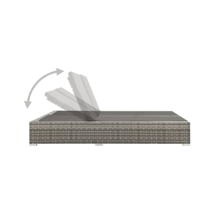 Chaise longue double Résine tressée Gris