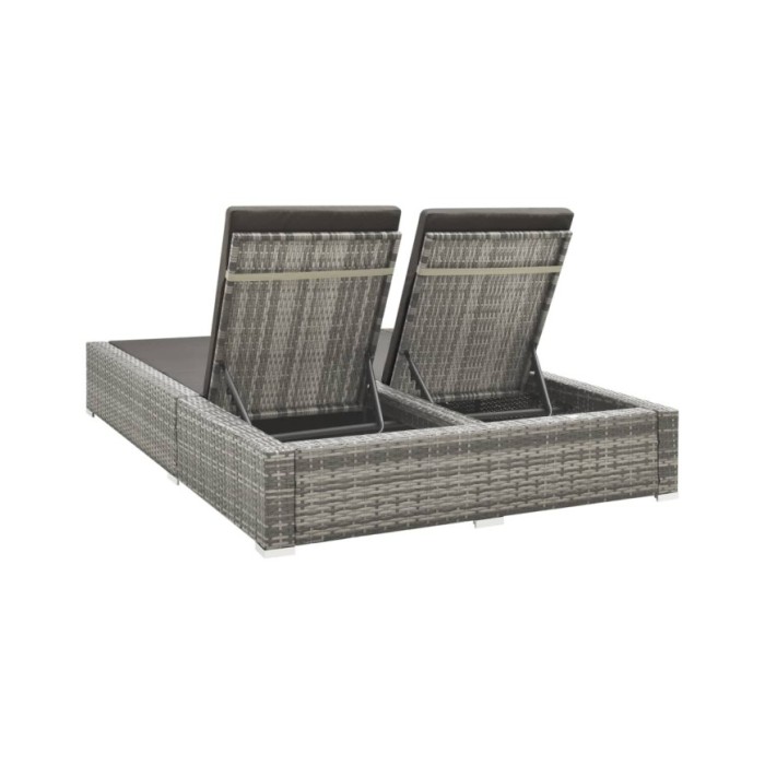 Chaise longue double Résine tressée Gris