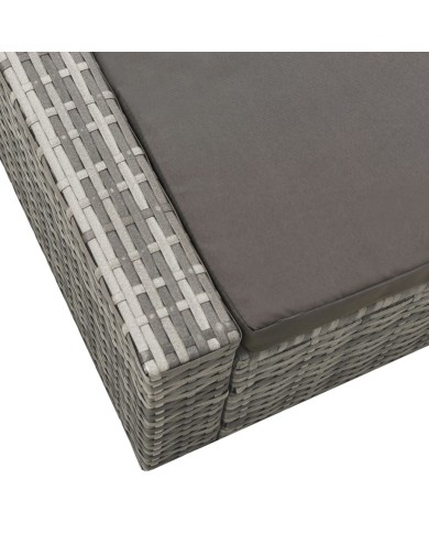 Chaise longue double Résine tressée Gris