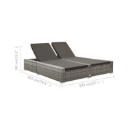 Chaise longue double Résine tressée Gris