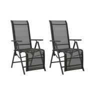 Chaises inclinables de jardin 2 pcs Textilène et aluminium Noir