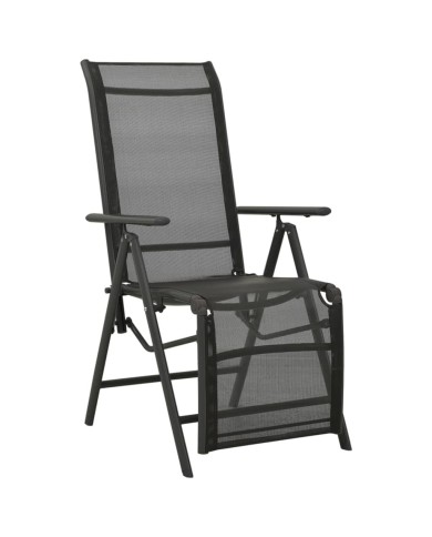 Chaises inclinables de jardin 2 pcs Textilène et aluminium Noir