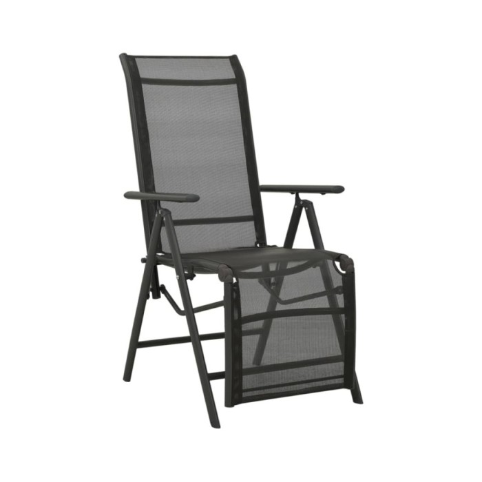 Chaises inclinables de jardin 2 pcs Textilène et aluminium Noir