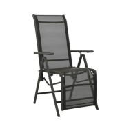 Chaises inclinables de jardin 2 pcs Textilène et aluminium Noir