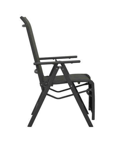 Chaises inclinables de jardin 2 pcs Textilène et aluminium Noir