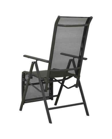 Chaises inclinables de jardin 2 pcs Textilène et aluminium Noir