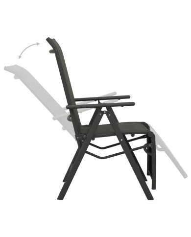 Chaises inclinables de jardin 2 pcs Textilène et aluminium Noir