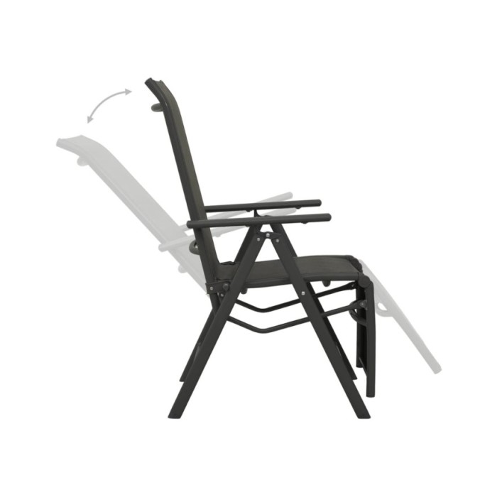 Chaises inclinables de jardin 2 pcs Textilène et aluminium Noir