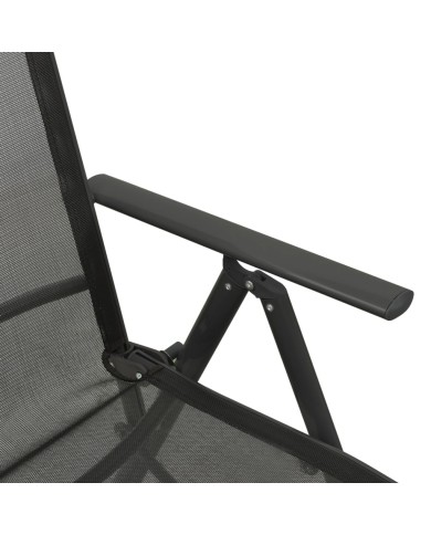 Chaises inclinables de jardin 2 pcs Textilène et aluminium Noir