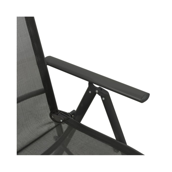 Chaises inclinables de jardin 2 pcs Textilène et aluminium Noir