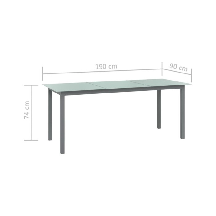 Table de jardin Gris clair 190x90x74 cm Aluminium et verre