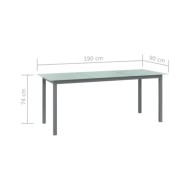 Table de jardin Gris clair 190x90x74 cm Aluminium et verre