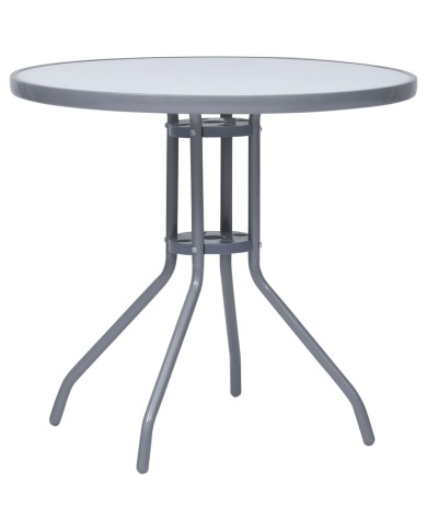 Table de jardin Gris clair 80 cm Acier et verre